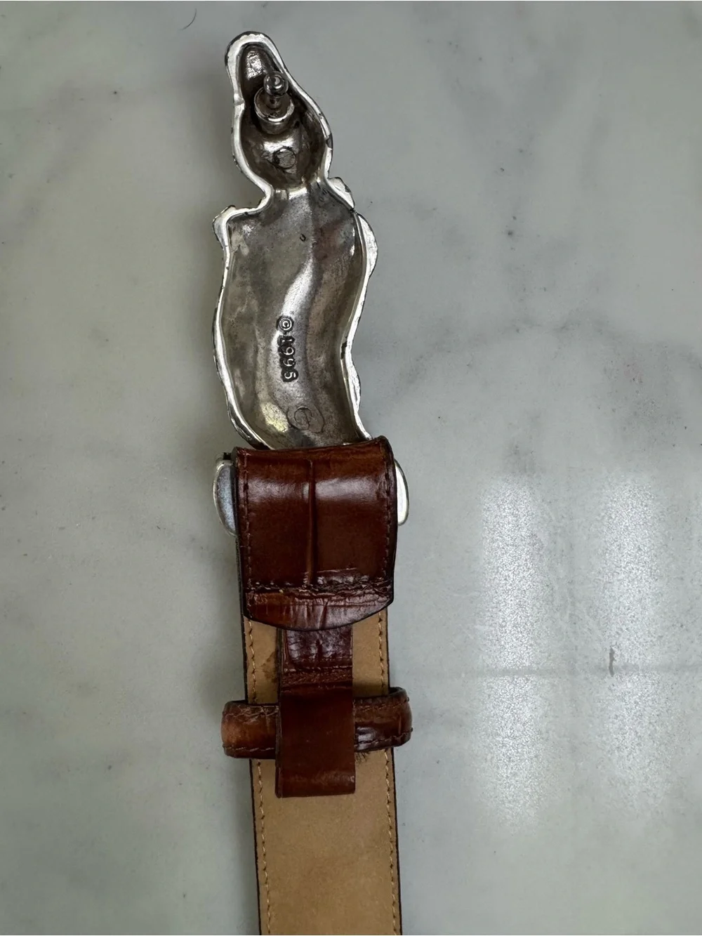 Brighton Rare Vintage Brown  Leather Belt with Silver Alligator Buckle Medium